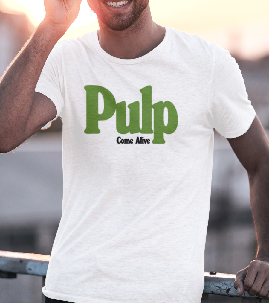 Pulp Come Alive Ecru Retro Bold Green Typography T-Shirt