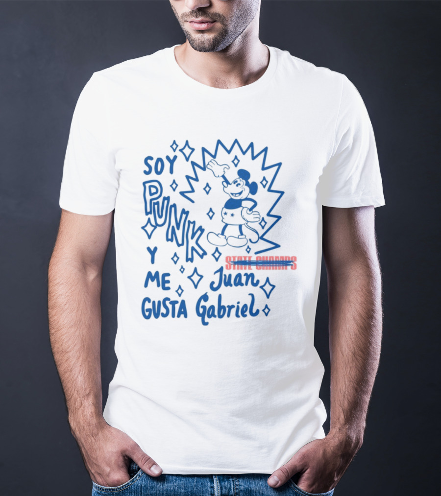 Soy Punk Y Me Gusta Juan Gabriel Sparkling Cartoon Punk Style T-Shirt