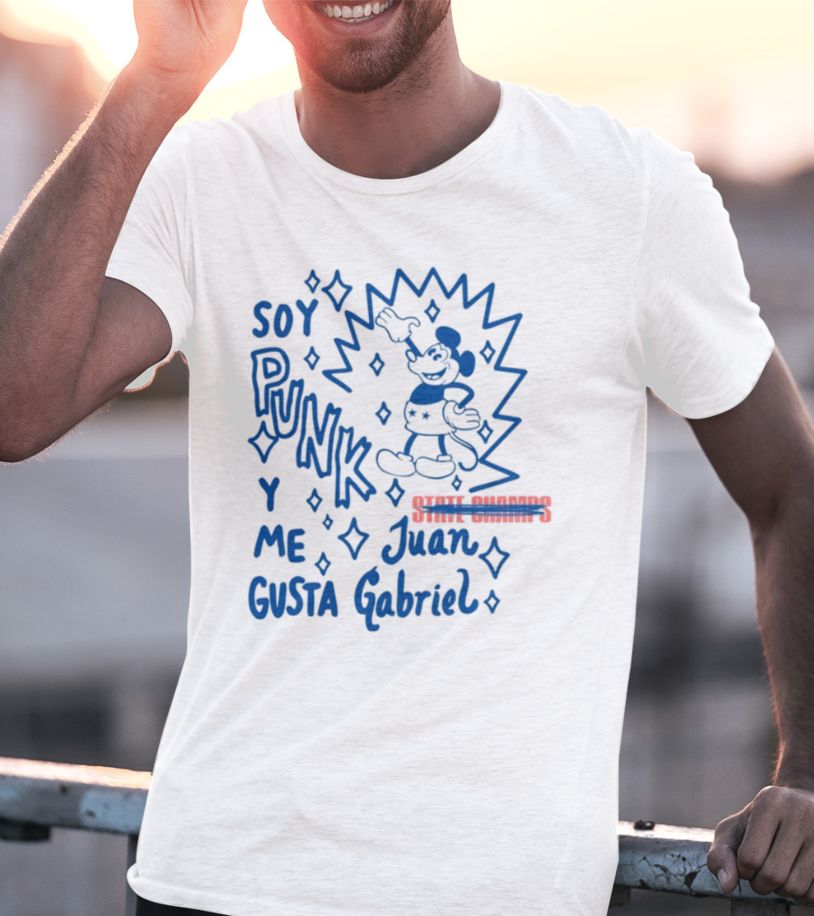 Soy Punk Y Me Gusta Juan Gabriel Sparkling Cartoon Punk Style T-Shirt
