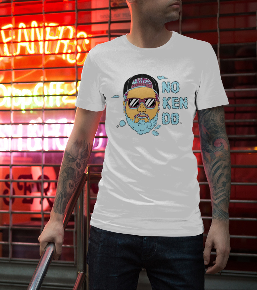 No Ken Do Trippy Ken Sunglasses Beard Cartoon T-Shirt