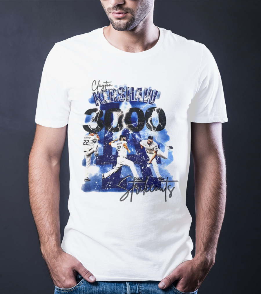 Clayton Kershaw 3000 Strikeouts Los Angeles Dodgers MLB Vintage T-Shirt