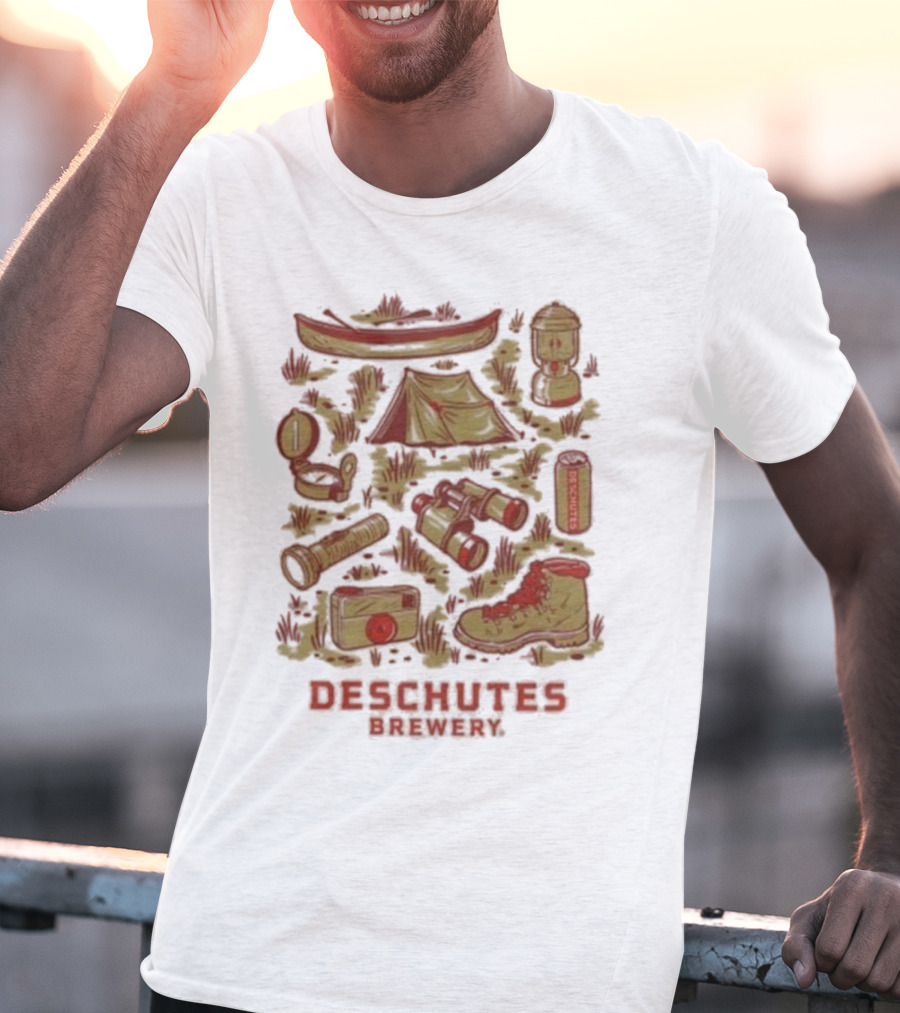 Deschutes Brewery Camping Adventure Gear Collage T-Shirt