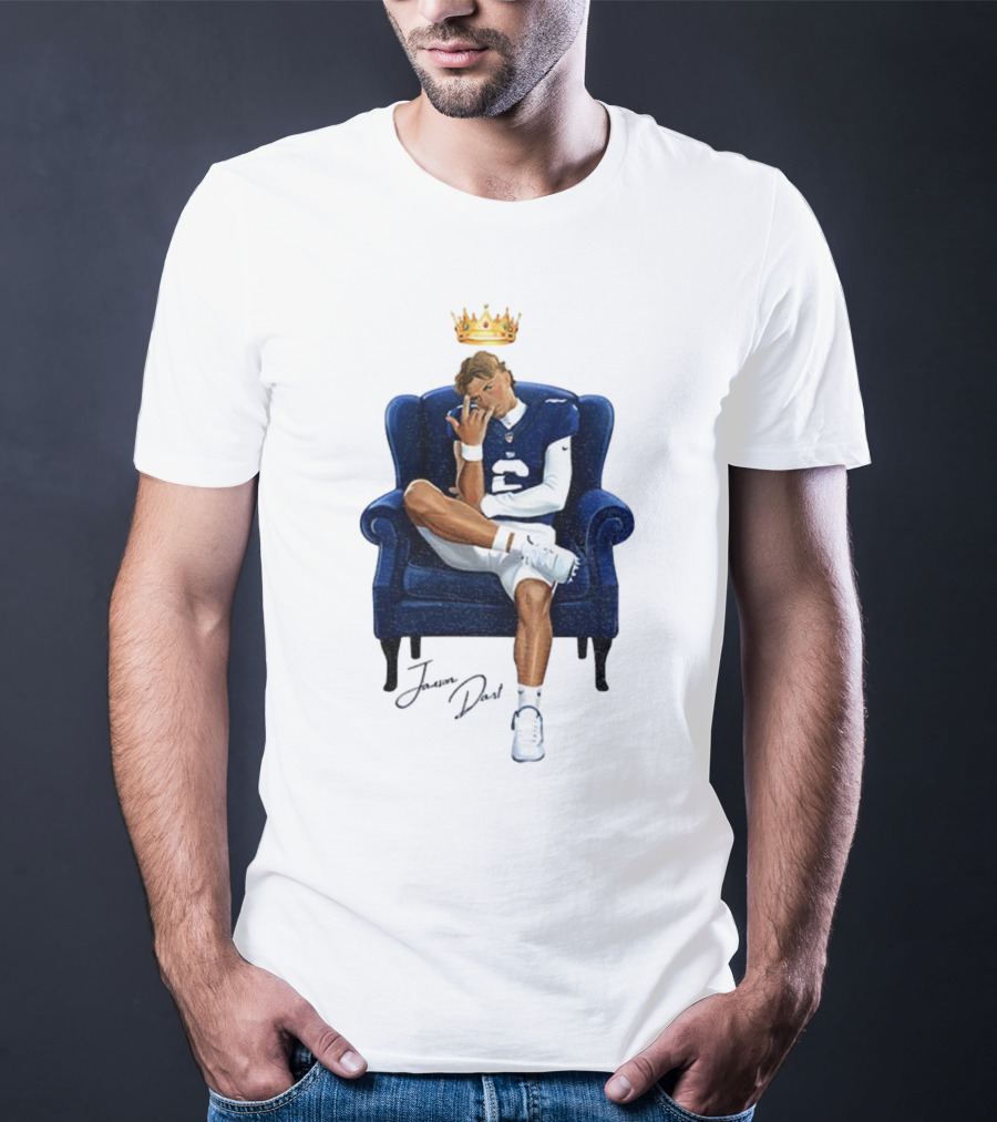 Jaxson Dart King New York Giants Football NFL 2025 Cartoon Player Throne Illustration T-Shirt