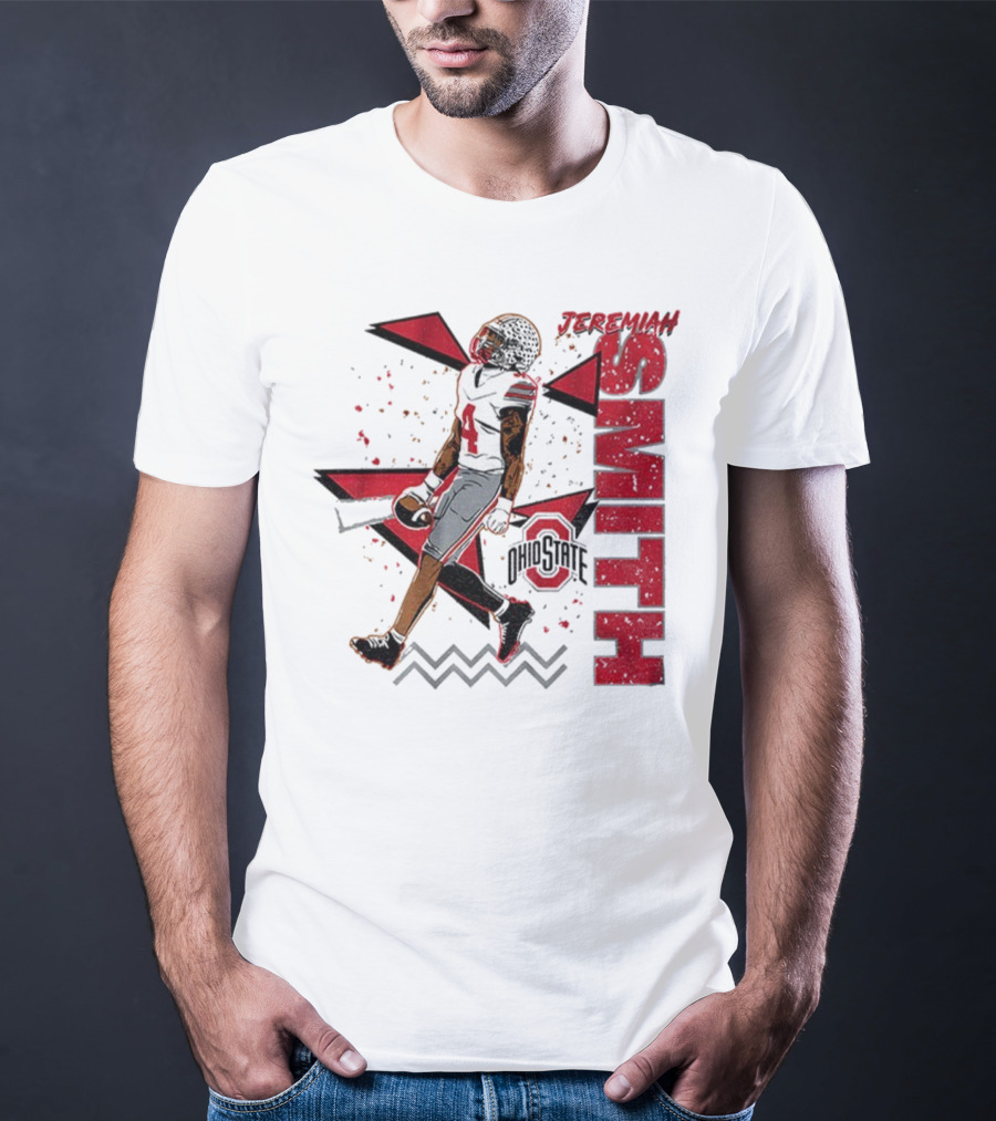 Ohio State Buckeyes Football Jeremiah Smith 90s Style Vintage Red Black Pattern T-Shirt