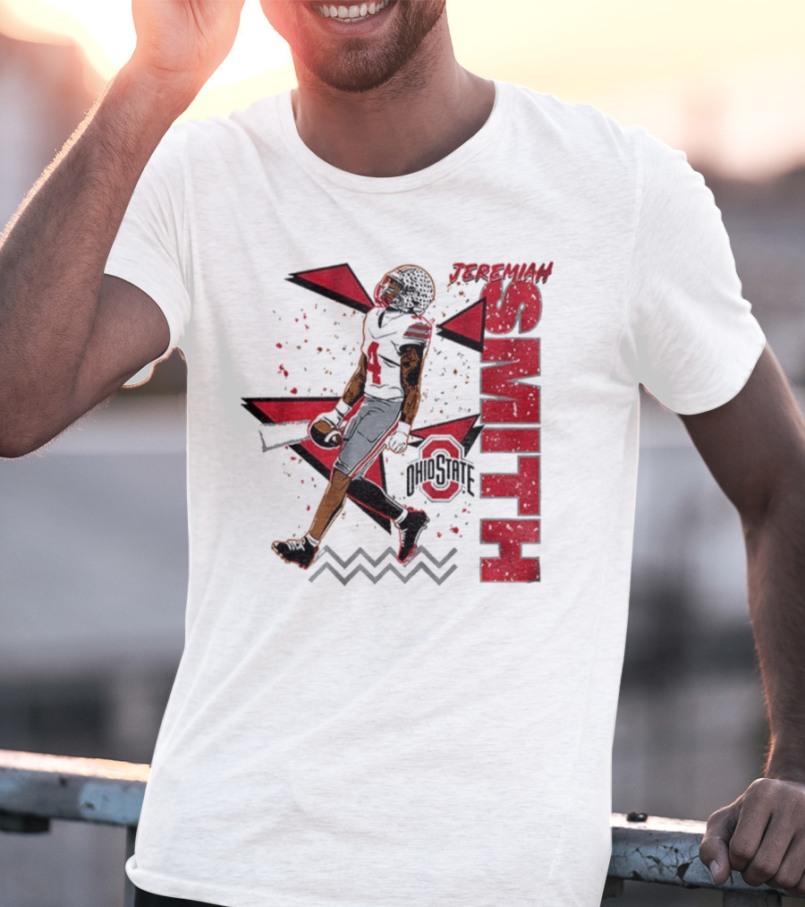 Ohio State Buckeyes Football Jeremiah Smith 90s Style Vintage Red Black Pattern T-Shirt