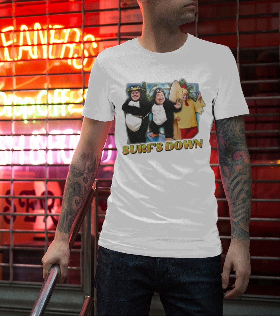 "Surf’s Down Penguin And Chicken Costume Fun" T-Shirt