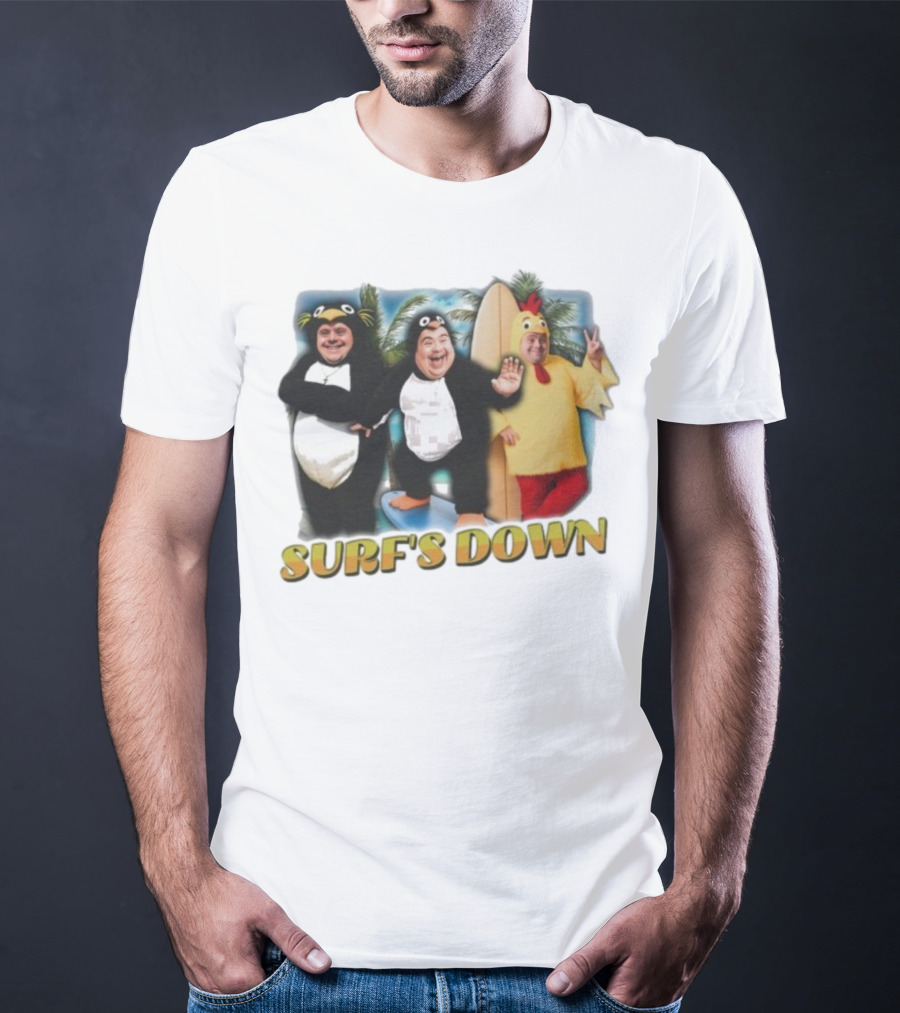 "Surf’s Down Penguin And Chicken Costume Fun" T-Shirt
