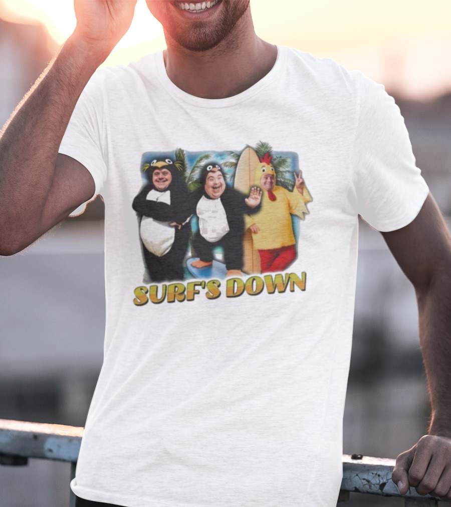 "Surf’s Down Penguin And Chicken Costume Fun" T-Shirt