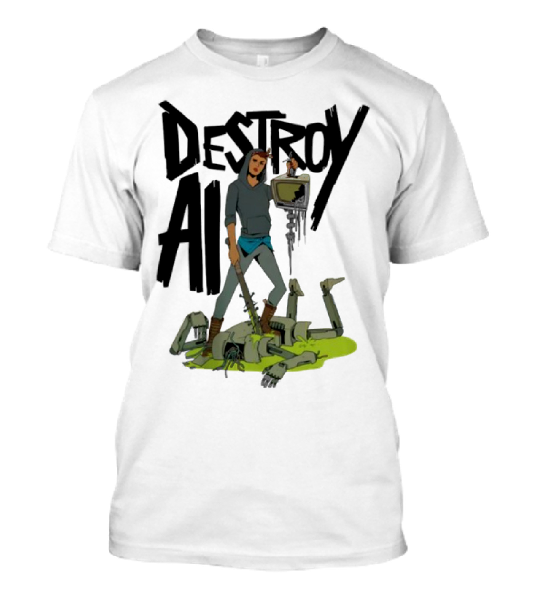 "Aftermath Destroy AI Futuristic Battle Scene" T-Shirt