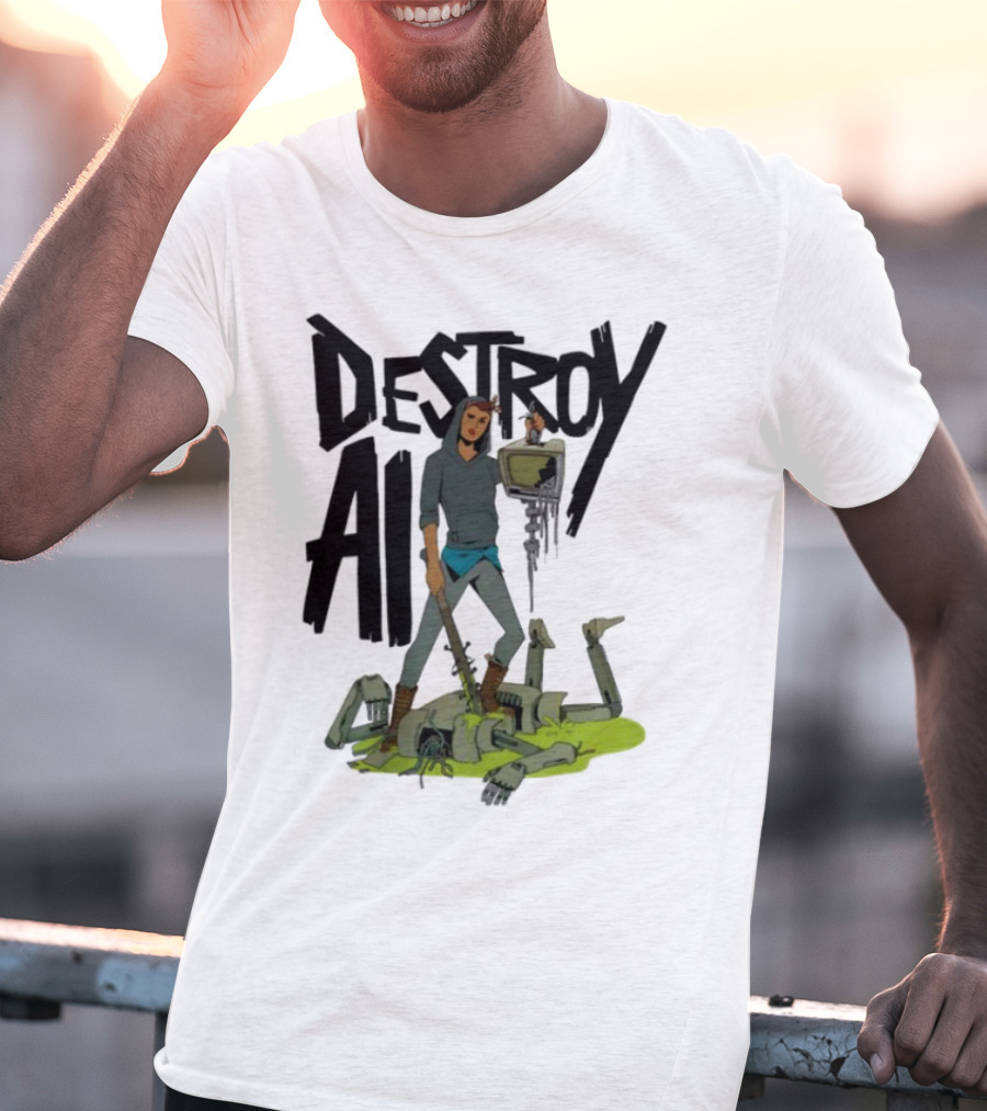 "Aftermath Destroy AI Futuristic Battle Scene" T-Shirt