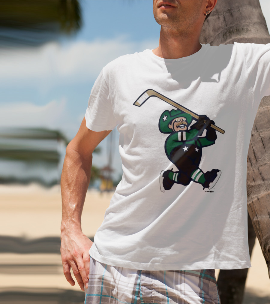 Frisco RoughRiders Dallas Stars Night Mascot Skating Youth Hockey T-Shirt