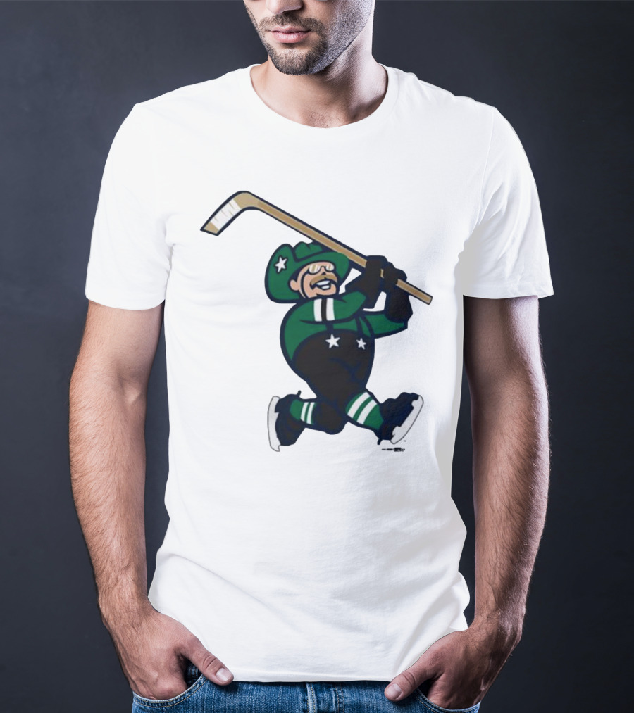 Frisco RoughRiders Dallas Stars Night Mascot Skating Youth Hockey T-Shirt