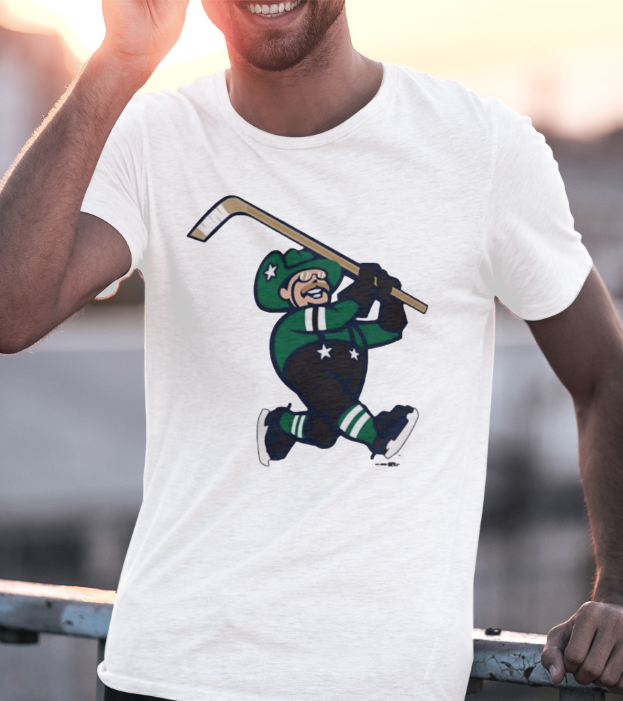Frisco RoughRiders Dallas Stars Night Mascot Skating Youth Hockey T-Shirt