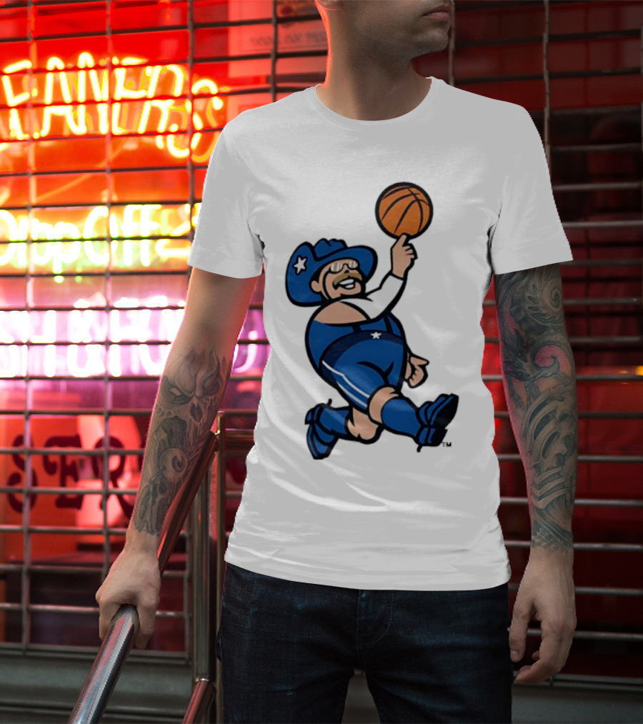 Frisco RoughRiders Dallas Mavericks Crossover Mascot Basketball Cowboy T-Shirt