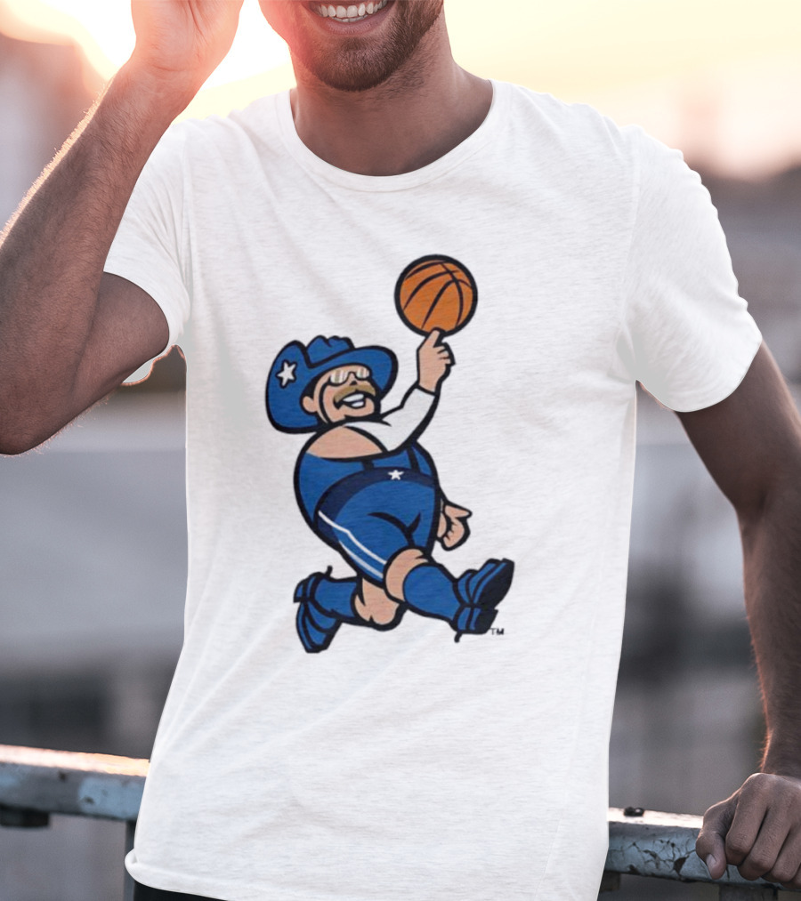 Frisco RoughRiders Dallas Mavericks Crossover Mascot Basketball Cowboy T-Shirt