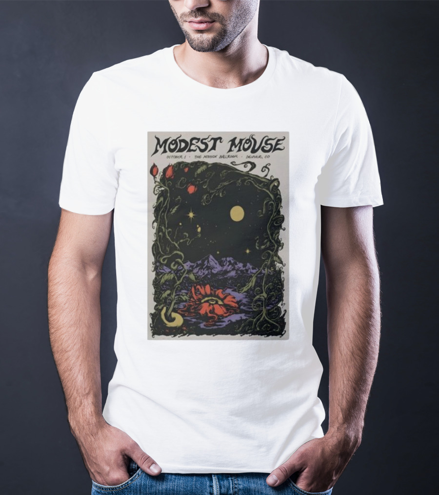Modest Mouse October 1 The Mission Ballroom Denver CO Moonlit Floral Mountain T-Shirt