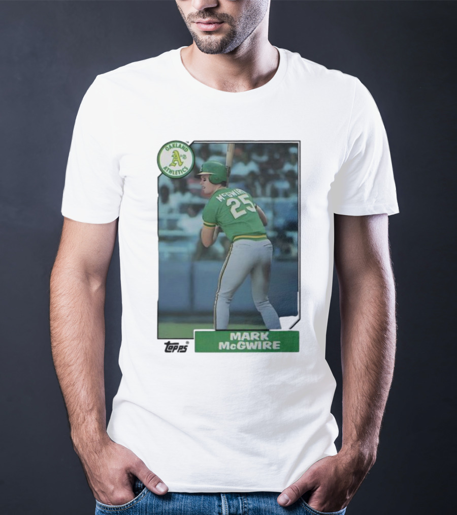 Oakland Athletics Mark McGwire 25 Topps Baseball Player MLB T-Shirt