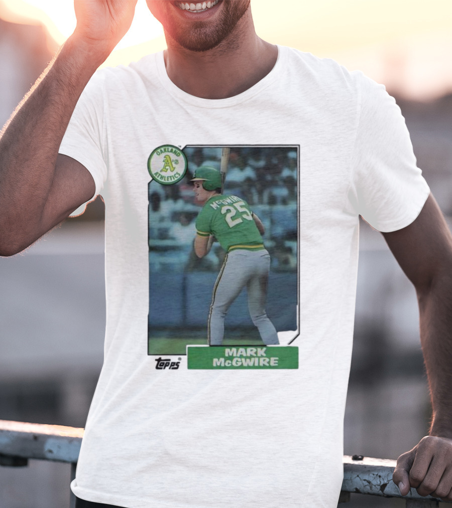 Oakland Athletics Mark McGwire 25 Topps Baseball Player MLB T-Shirt