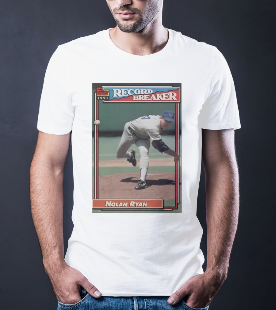 Topps 1991 Nolan Ryan Texas Rangers Record Breaker MLB T-Shirt