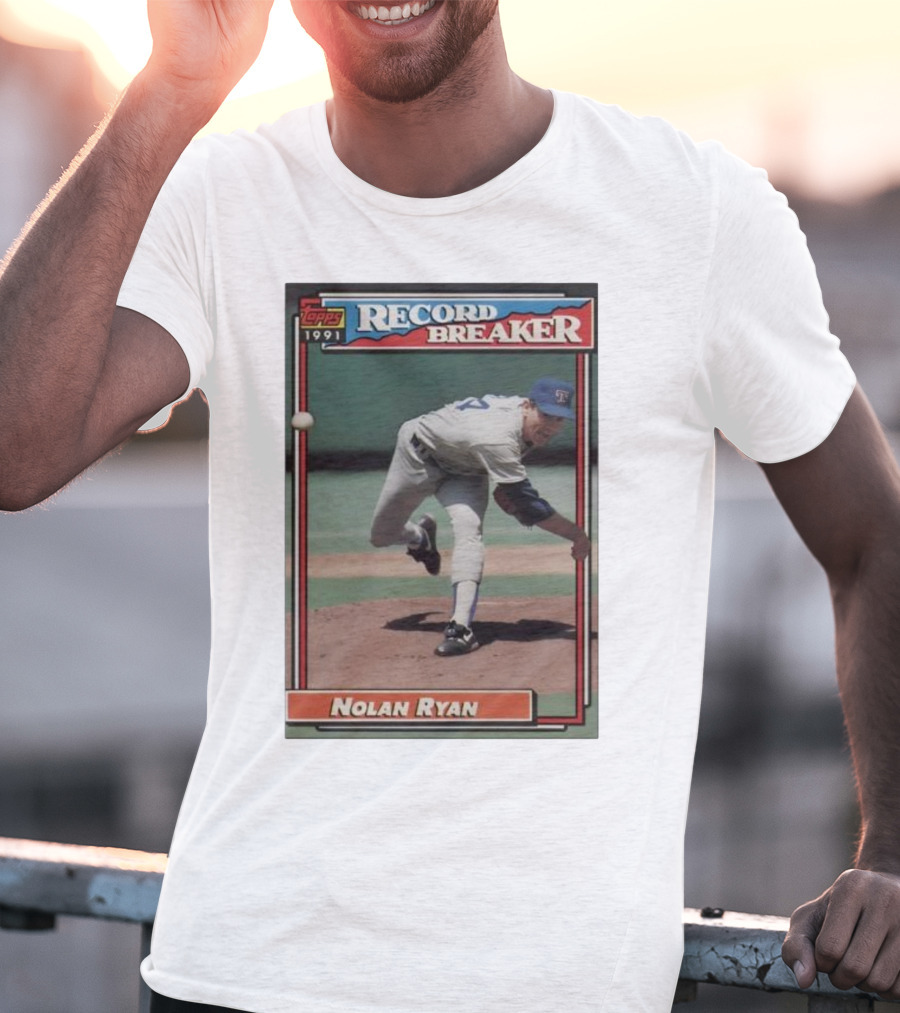 Topps 1991 Nolan Ryan Texas Rangers Record Breaker MLB T-Shirt