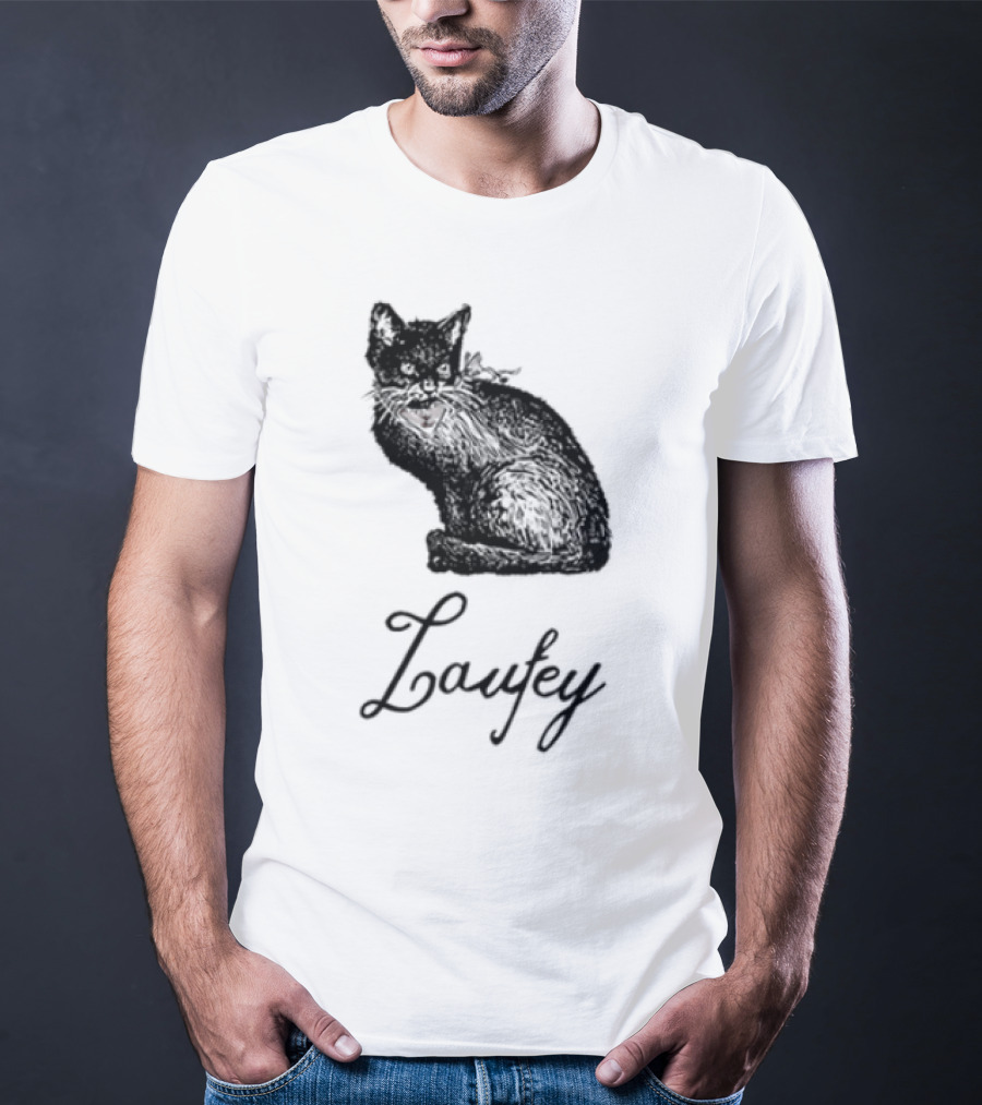 Laufey Black Cat Red Bow Silhouette T-Shirt