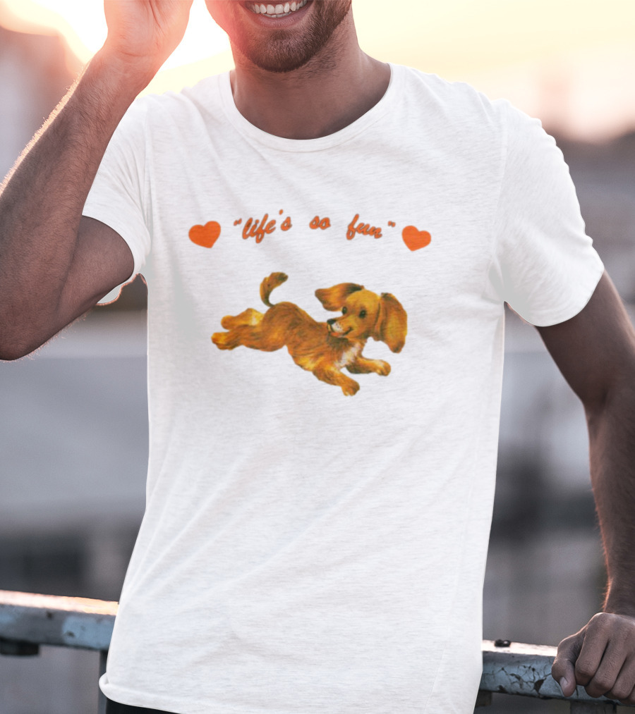 Life's So Fun Playful Dog Hearts T-Shirt