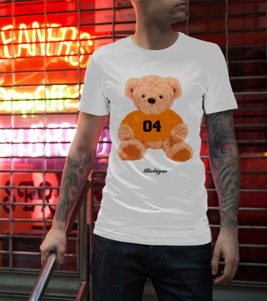 Lilisdsigns 04 Teddy Bear Plush Toy In Orange T-Shirt