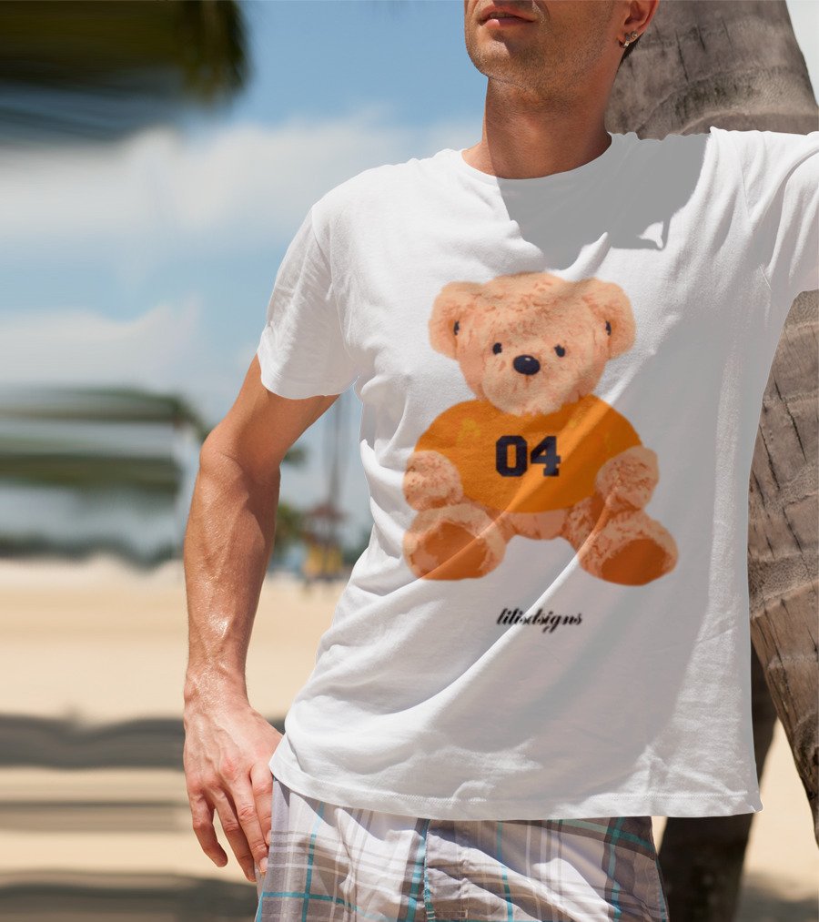 Lilisdsigns 04 Teddy Bear Plush Toy In Orange T-Shirt