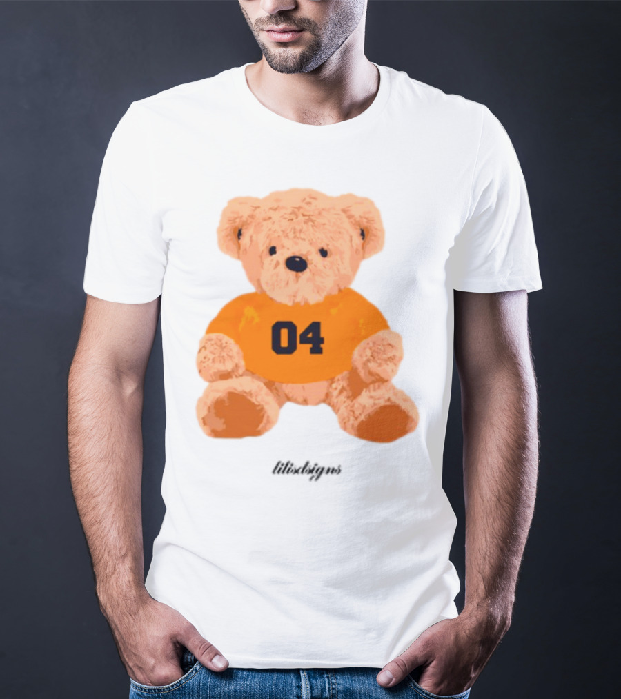 Lilisdsigns 04 Teddy Bear Plush Toy In Orange T-Shirt