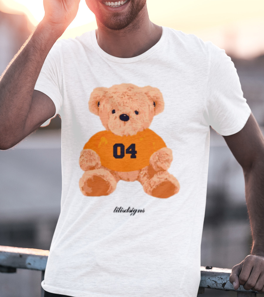 Lilisdsigns 04 Teddy Bear Plush Toy In Orange T-Shirt