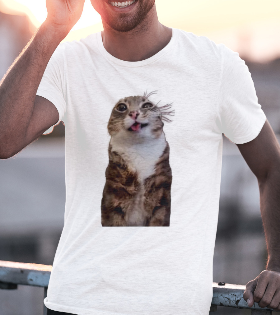 Rigby Cat Funny Feline Expression With Tongue Out T-Shirt