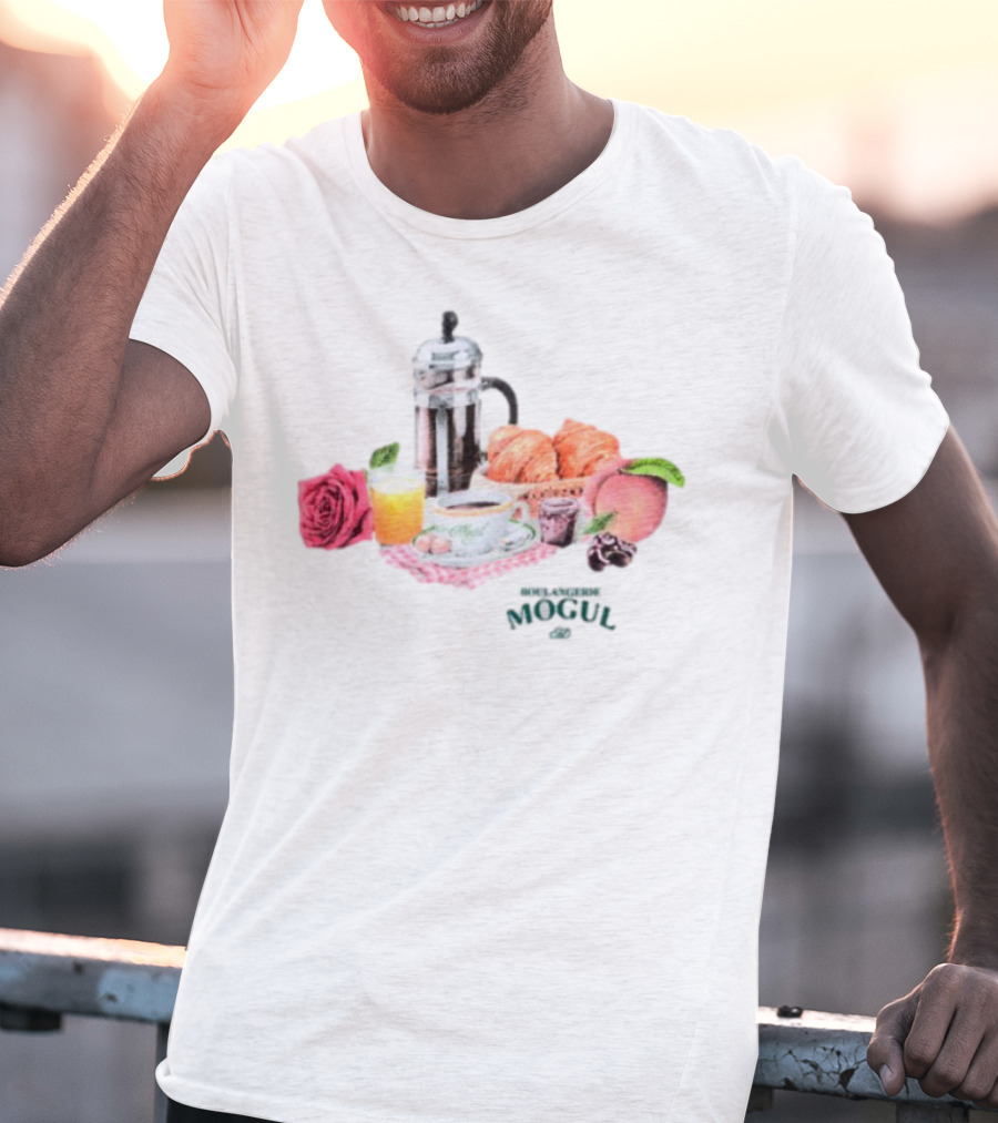 Vintage Breakfast Spread With French Press Coffee And Croissants T-Shirt