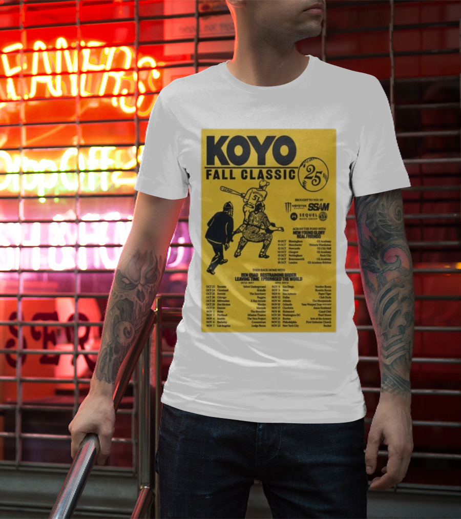 Koyo Fall Classic 2025 Tour Featuring New Found Glory Real Friends Ben Quad Restraining Order T-Shirt