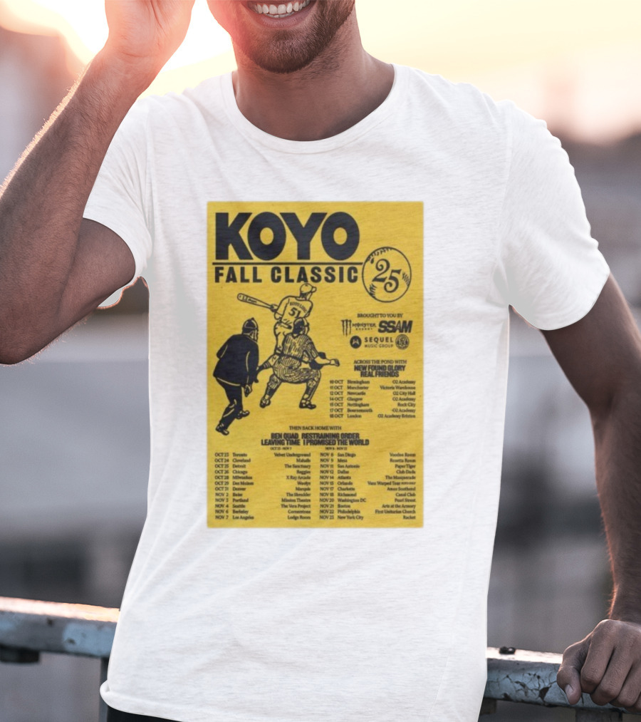 Koyo Fall Classic 2025 Tour Featuring New Found Glory Real Friends Ben Quad Restraining Order T-Shirt