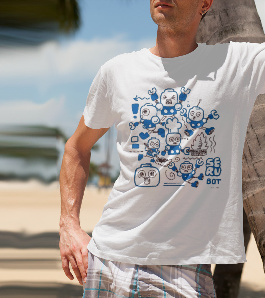 Mega Man Messy SERU Bots Blue And Brown Compilation T-Shirt
