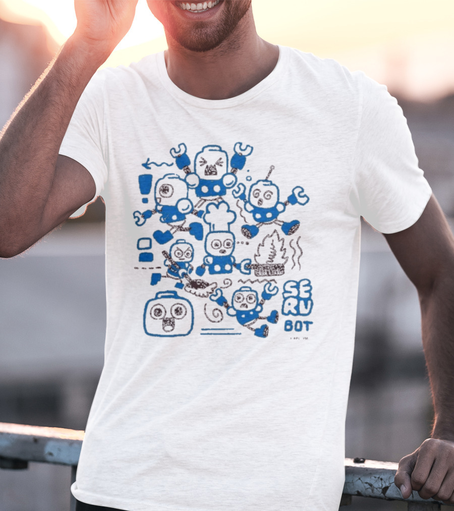 Mega Man Messy SERU Bots Blue And Brown Compilation T-Shirt