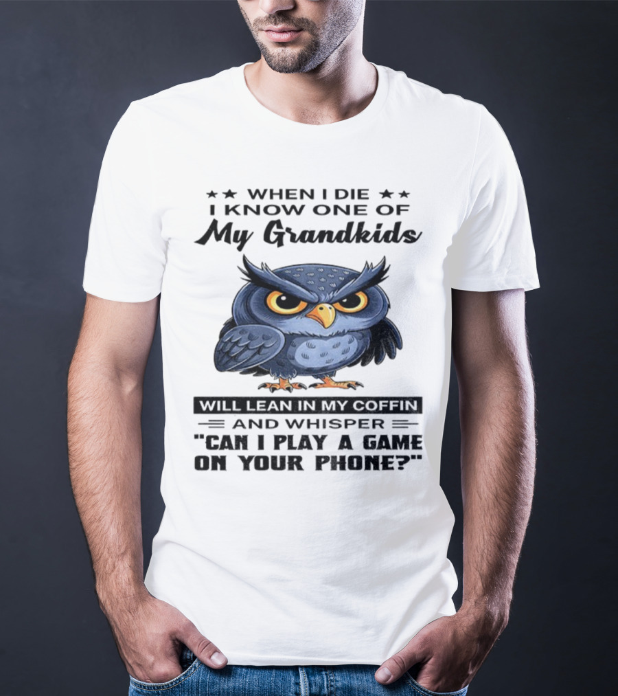 Owl When I Die Grandkids Whisper Can I Play A Game T-Shirt