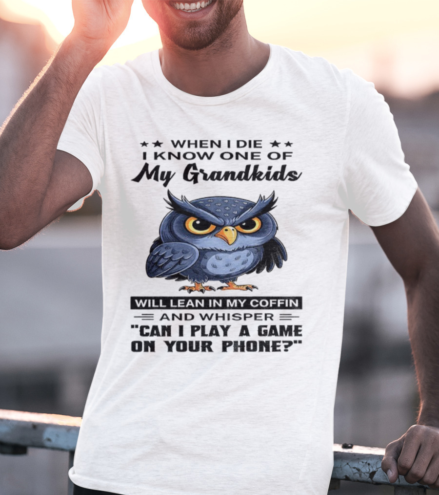 Owl When I Die Grandkids Whisper Can I Play A Game T-Shirt