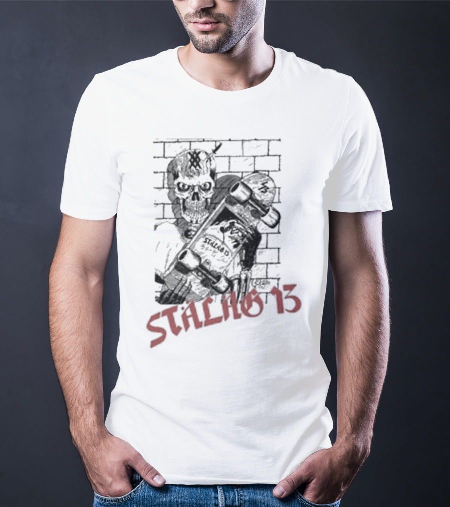 Stalag 13 Skull Skateboard Brick Wall T-Shirt