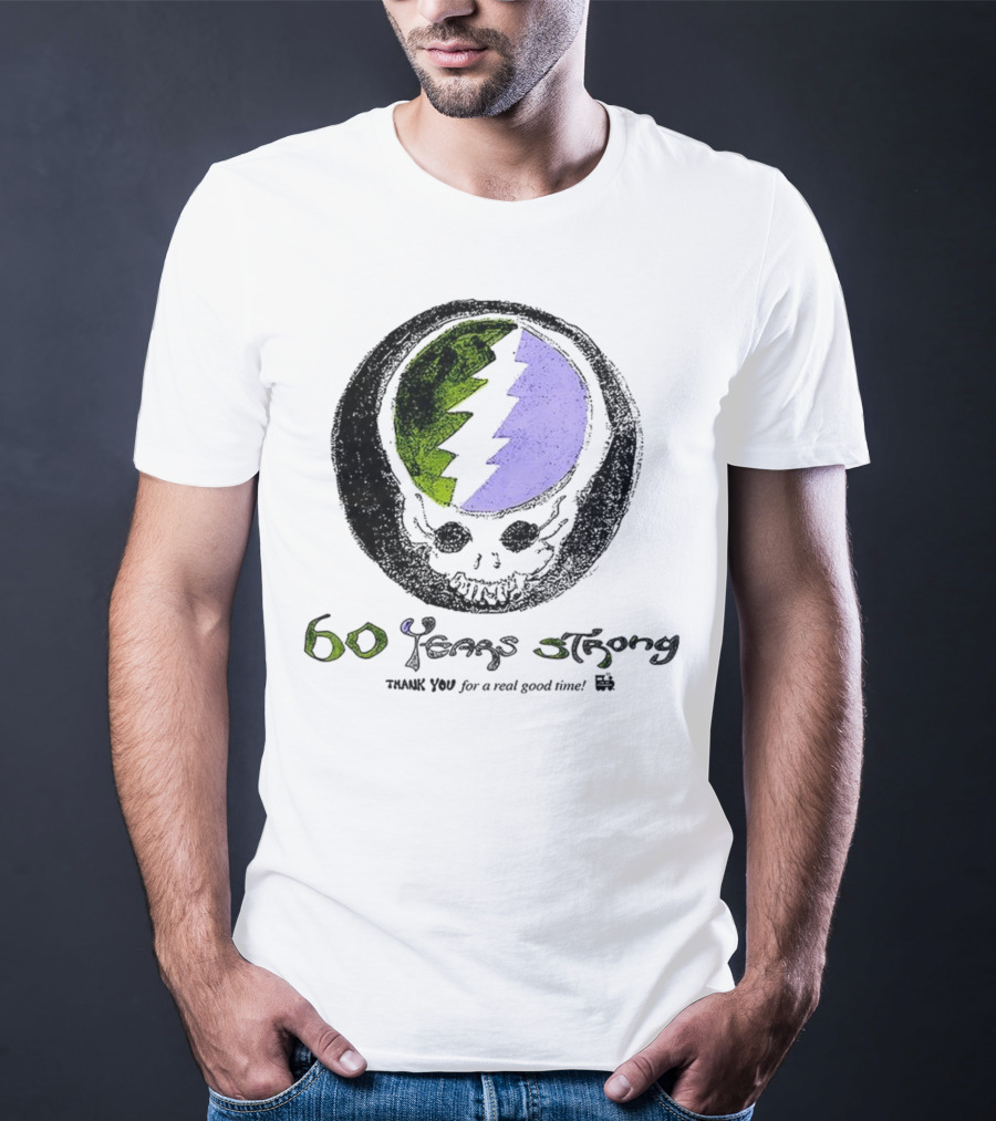 60 Years Strong Thank You For A Real Good Time Skull Halloween Sketch T-Shirt