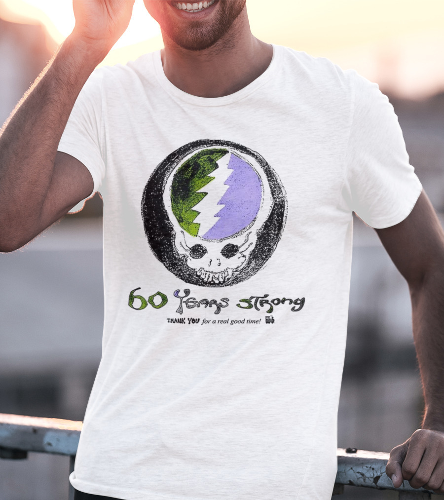 60 Years Strong Thank You For A Real Good Time Skull Halloween Sketch T-Shirt
