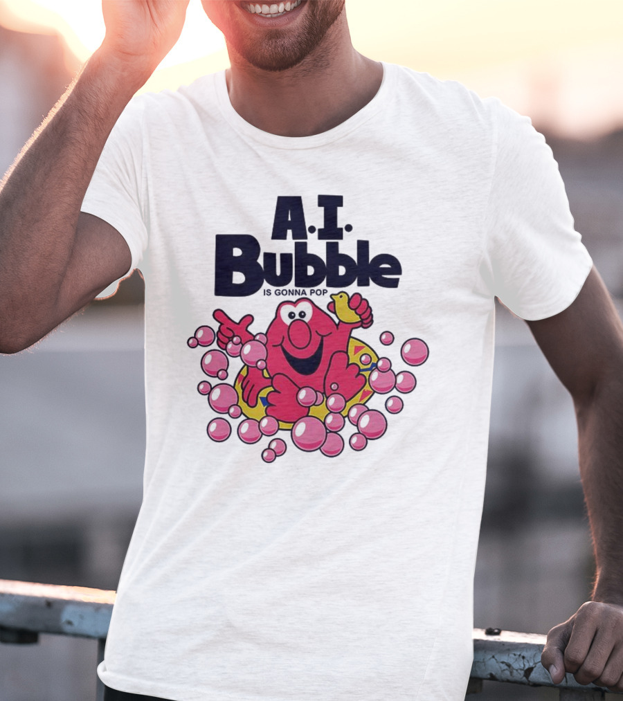 A.I. Bubble Is Gonna Pop Funny Red Character With Pink Bubbles T-Shirt