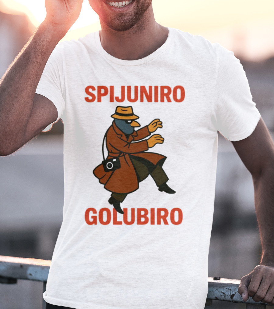 Spijuniro Golubiro Spy Pigeon In Trench Coat And Hat Retro Style T-Shirt