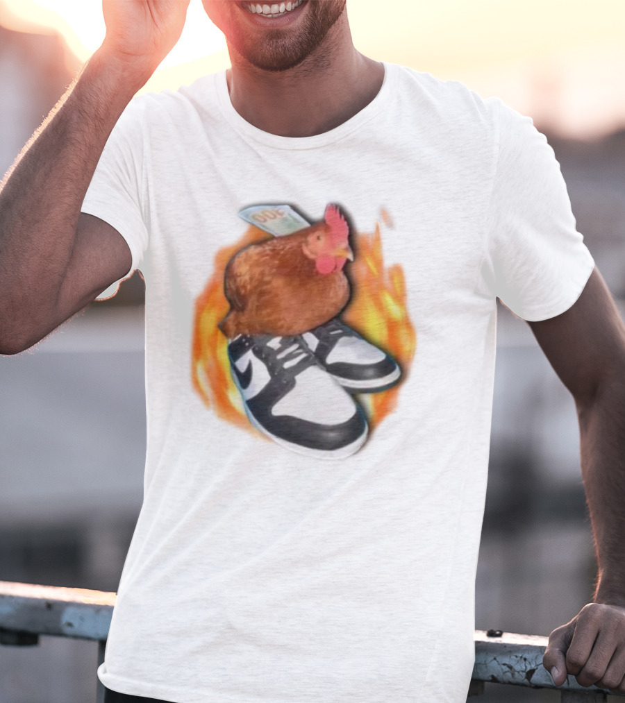 Cringeytees Swag Chicken Money Sneakers Flame Comedic Fashion T-Shirt
