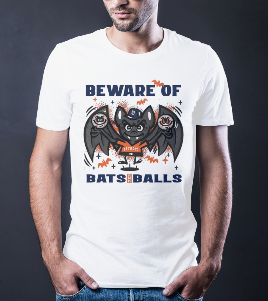 Beware Of Bats And Balls Detroit Halloween Baseball Theme T-Shirt