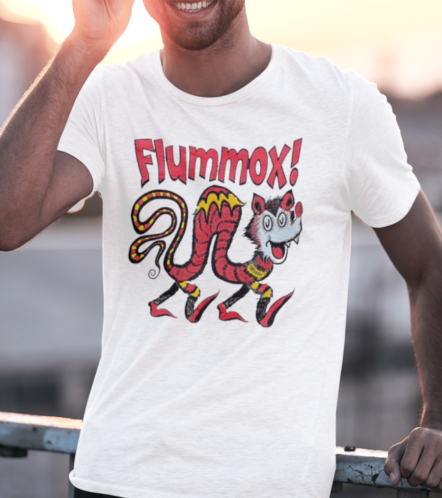 Flummox Seussian Opossum Pal Red Yellow Striped Creature T-Shirt