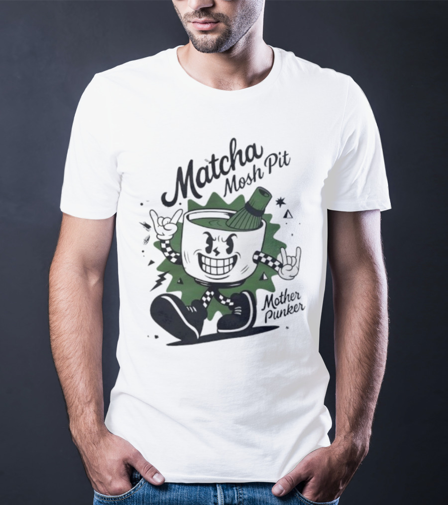 Matcha Mosh Pit Mother Punker Cartoon Cup With Whisk T-Shirt