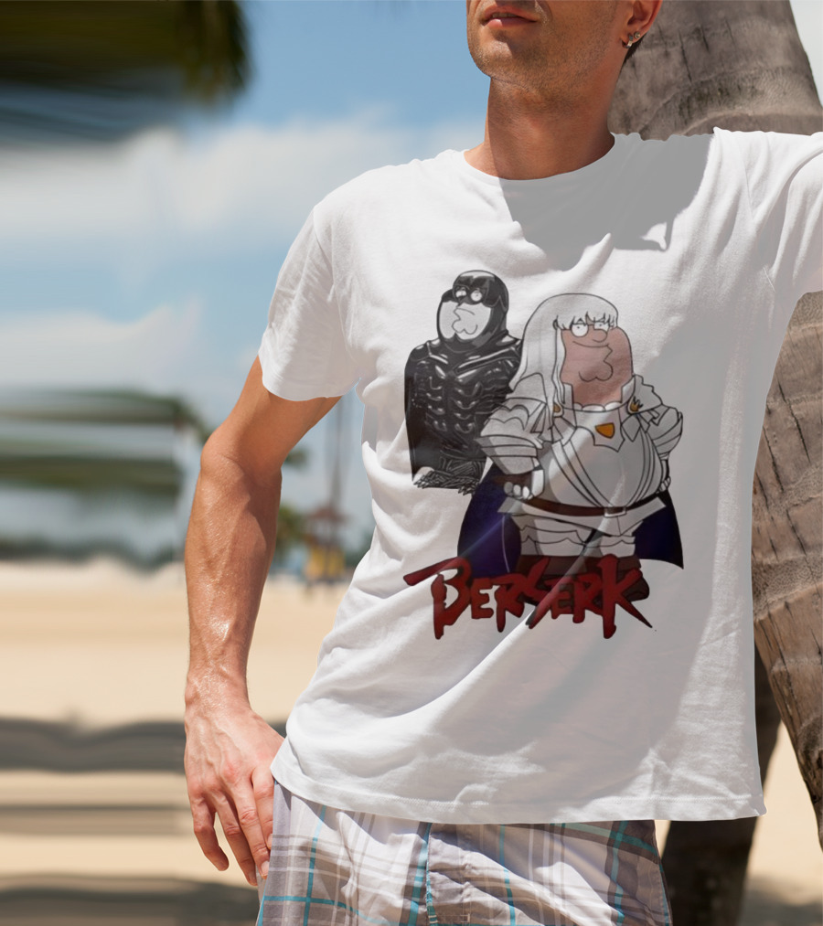 Peter Griffin Family Guy Berserk Crossover Meme Griffith Armor Guts Cosplay T-Shirt