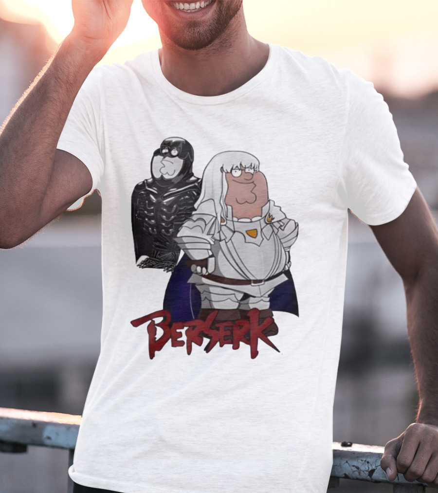 Peter Griffin Family Guy Berserk Crossover Meme Griffith Armor Guts Cosplay T-Shirt