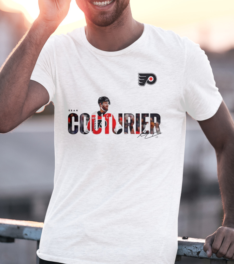 Sean Couturier Philadelphia Flyers Signature NHL C Captain T-Shirt